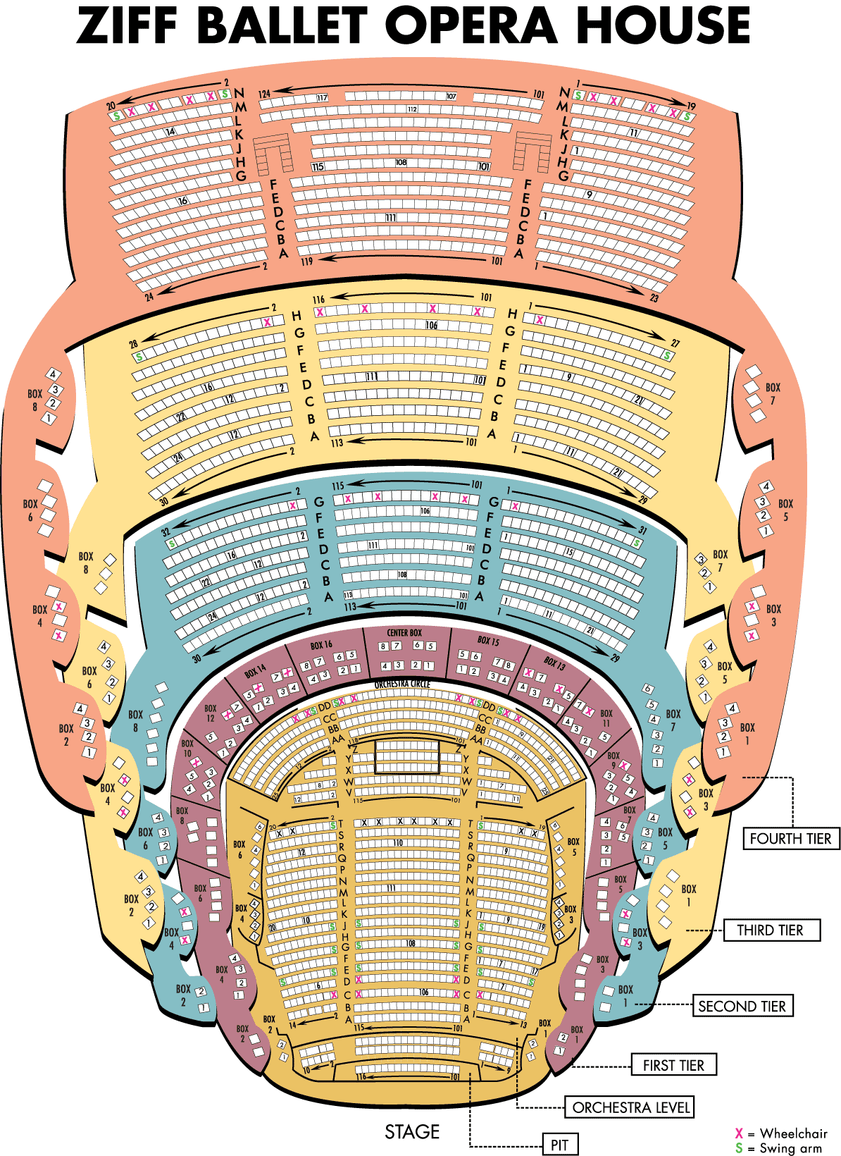 Ziff Ballet Opera House Seat Map